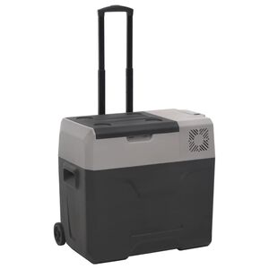 vidaXL Hladilna skrinja s kolesi in ročajem črna in siva 30 L PP