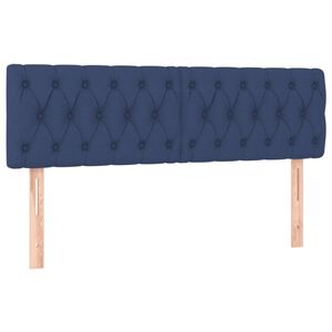 vidaXL Posteljno vzglavje modra 144x7x78/88 cm blago
