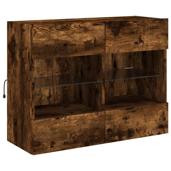 vidaXL Stenska TV omarica z LED lučkami dimljeni hrast 78,5x30x60,5 cm