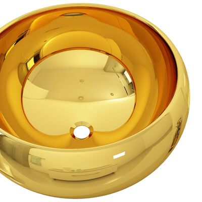 vidaXL Umivalnik keramičen 40x15 cm zlat