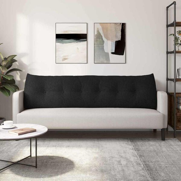 vidaXL Poglavni vzglavnik Črna 180 x 24 x 50 cm blago