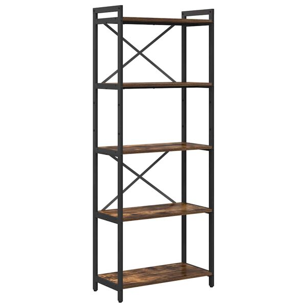 vidaXL Knjižna polica Dimljeni oreh 60 x 30 x 155 cm Konstruiran les