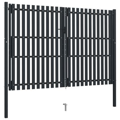 vidaXL Dvojna vrata za ograjo iz jekla 306x250 cm antracitna