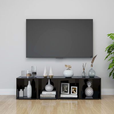 vidaXL TV omarica visok sijaj črna 37x35x37 cm iverna plošča