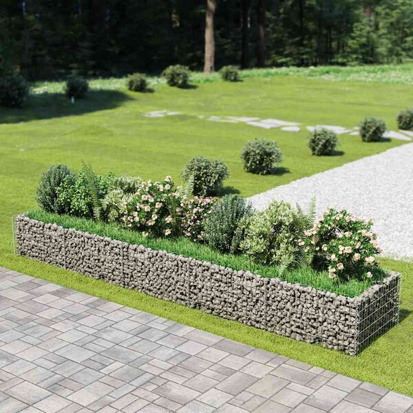 vidaXL Visoka greda gabion pocinkano jeklo 450x90x50 cm