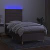 vidaXL Box spring postelja z vzmetnico LED taupe 90x200 cm blago