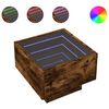 vidaXL Stranska mizica z LED dimljen hrast 40x40x30 cm inženirski les
