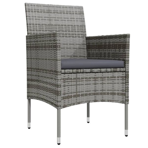 vidaXL Vrtna jedilna garnitura 5-delna z blazinami siva in črna