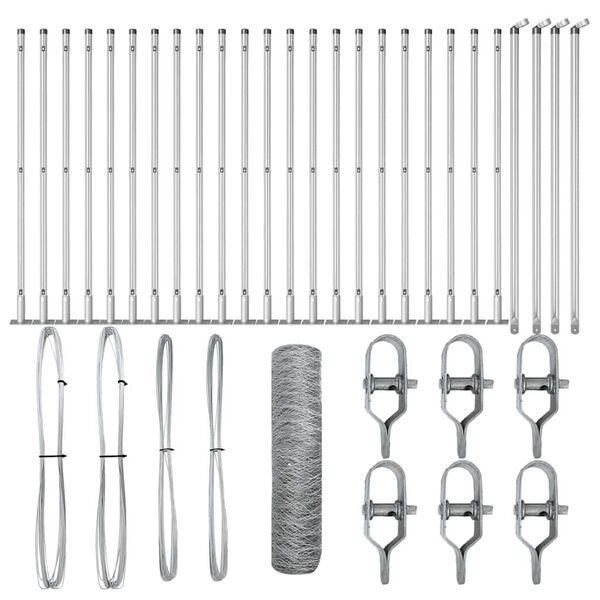 vidaXL Steber ograje. srebrna 50 x 0,5 m (50 mm mreža) Jeklo