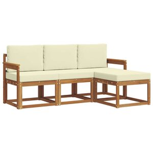 vidaXL Zunanja garnitura za sedenje z blazino 4 pcs Naravna in smetana