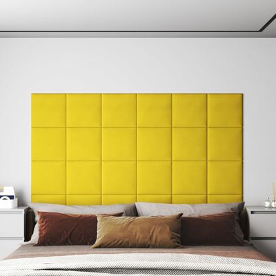 vidaXL Stenski paneli 12 kosov rumeni 30x30 cm blago 1,08 m²