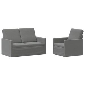 vidaXL Kavčna garnitura 2 pcs Temno siva Žamet