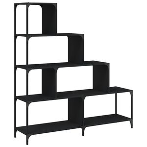 vidaXL Knjižna omara 4-nadstropna črna 139x33,5x149 cm inženirski les