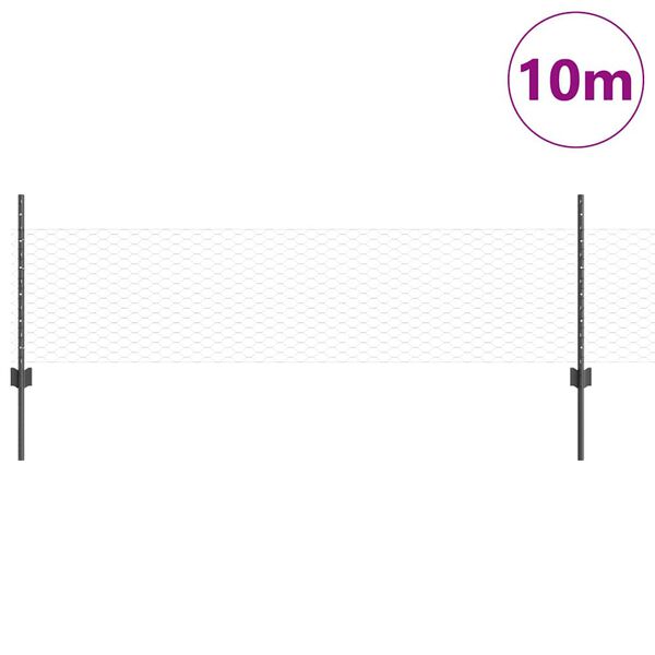 vidaXL Ograja in Stolp Siva 0,5 x 10 m Jeklo