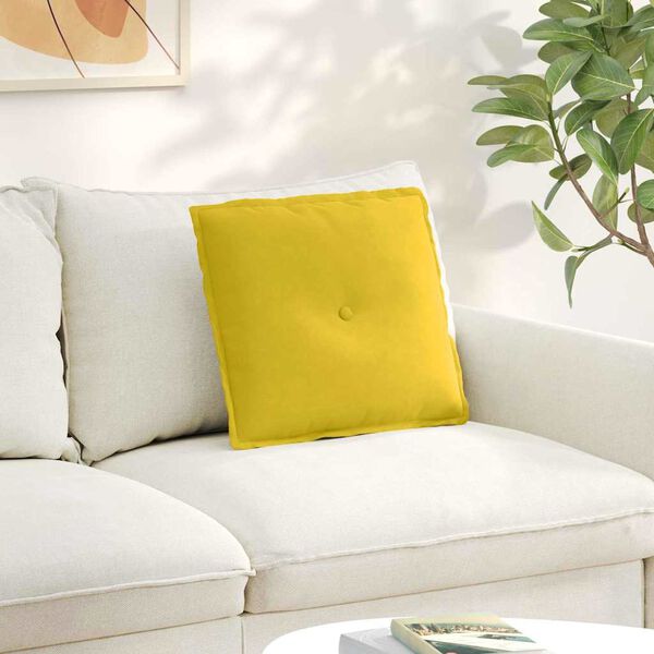 vidaXL Poglavni vzglavnik Rumena 50 x 45 cm Žametna tkanina