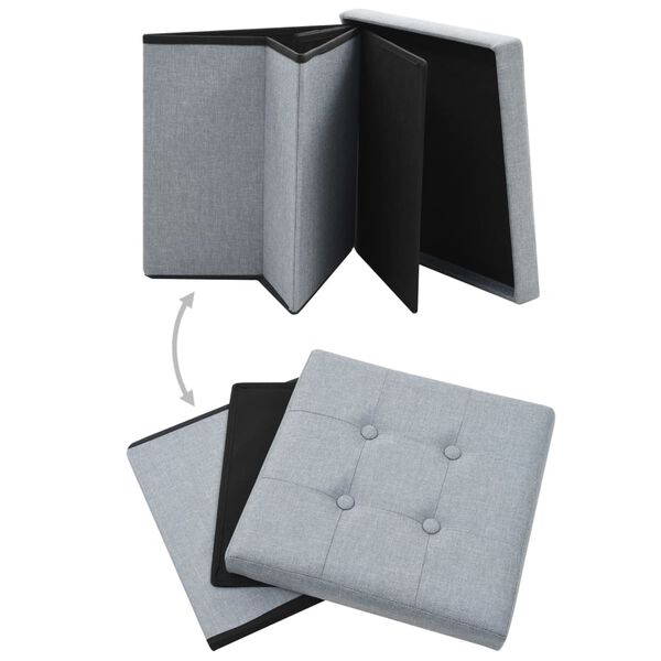 vidaXL Zložljiv stolček s prostorom za shranjevanje 2 kosa svetlo siv