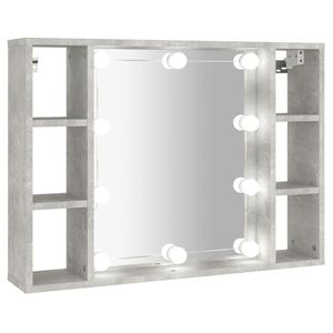vidaXL Omarica z ogledalom in LED lučkami betonsko siva 76x15x55 cm