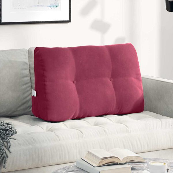 vidaXL Poglavni vzglavnik Vinorodna rdeča 80 x 24 x 50 cm Žamet