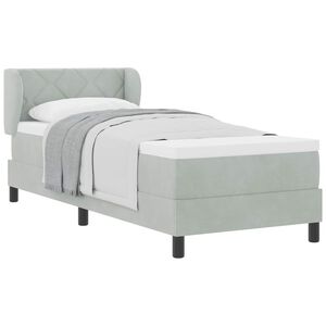 vidaXL Postelja z vzmetnico z vzglavjem Svetlo siva 80 x 200 cm Žamet