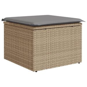 vidaXL Vrtni stolček z blazino bež 55x55x37 cm poli ratan