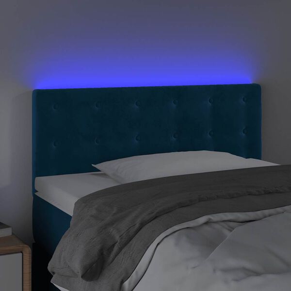 vidaXL LED posteljno vzglavje temno modro 80x5x78/88 cm žamet
