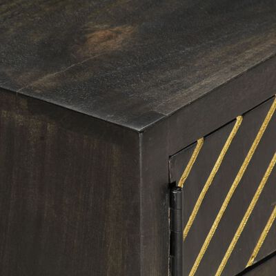 vidaXL Klubska mizica črna in zlata 90x50x35 cm trden mangov les