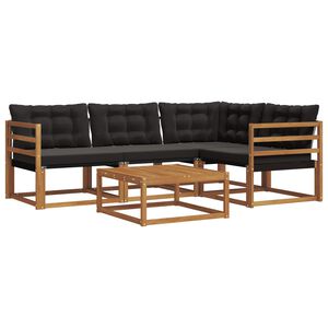 vidaXL Zunanja garnitura za sedenje z blazino 5 pcs Naravna in črna