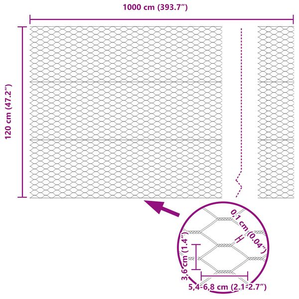 vidaXL Šesterokotna ograja Zelena 1.2 x 10 m Jeklo