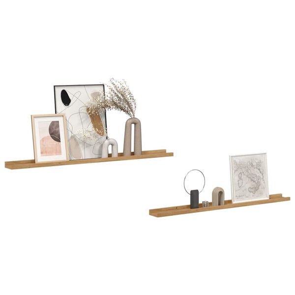 vidaXL Stenska polica 2 pcs Rjava 100 x 9 x 3 cm Konstruiran les
