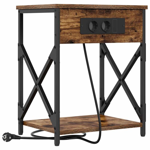 vidaXL Nočna omarica Dimljeni oreh 41 x 31 x 51 cm Konstruiran les