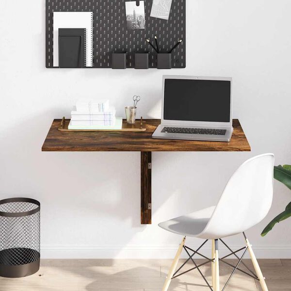 vidaXL Zložljiva stenska miza dimljen hrast 100x60x56cm inženirski les