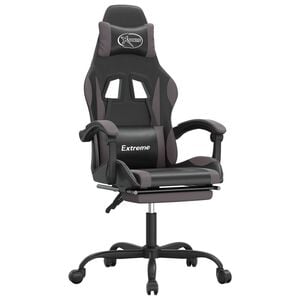 vidaXL Vrtljiv gaming stol z oporo za noge črno in zeleno um. usnje