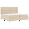 vidaXL LED Box Spring Postelja z vzglavjem krema 200 x 200 cm blago