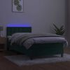 vidaXL Box spring postelja z vzmetnico LED tem. zelena 90x200 cm žamet