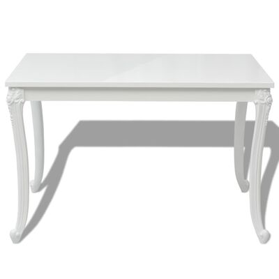 vidaXL Jedilna miza 116x66x76 cm visok sijaj bele barve