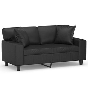 vidaXL Kavč dvosed z okrasnimi blazinami črn 120 cm umetno usnje