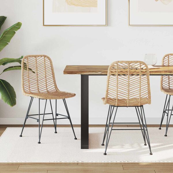 vidaXL Jedilni stol 2 pcs Naravna 44 x 47 x 85 cm Ratan in železo