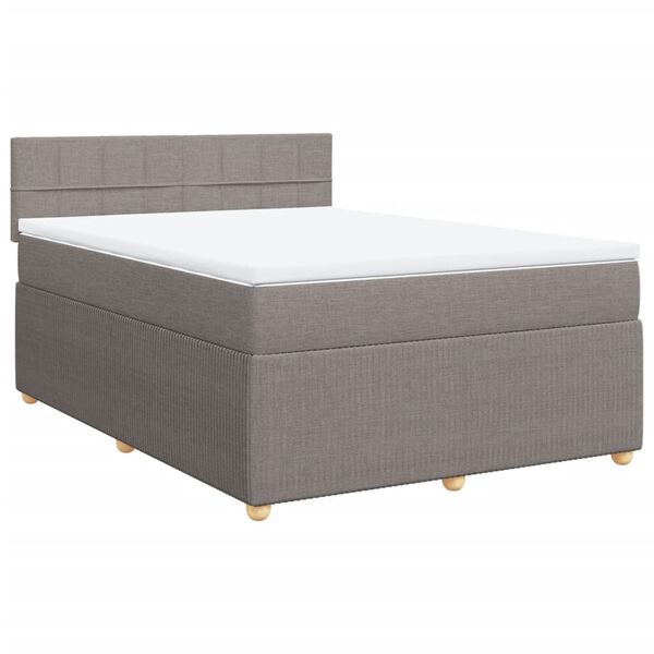 vidaXL Box spring postelja z vzmetnico taupe 140x190 cm blago