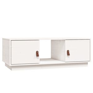 vidaXL Klubska mizica bela 100x50x35 cm trdna borovina