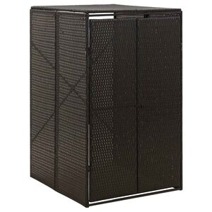 vidaXL Enojna lopa za smetnjak črna 70x80x117 cm poli ratan
