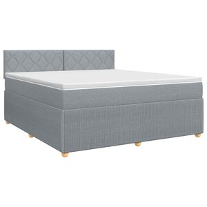 vidaXL Postelja boxspring z vzmetnico Svetlo siva 160 x 200 cm Blago