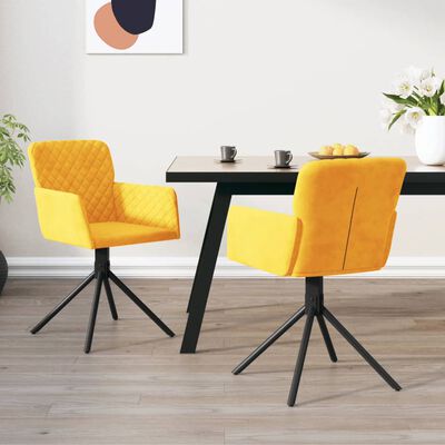 vidaXL Vrtljiv jedilni stol 2 kosa rumen žamet