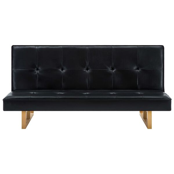 vidaXL Kavč z ležiščem umetno usnje črne barve