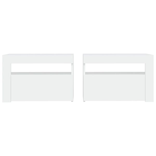 vidaXL Nočna omarica 2 kosa z LED lučkami bela 60x35x40 cm