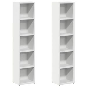 vidaXL Omarica za CD plo&scaron;če 2 kosa bela 21x16x93,5 cm iverna plo&scaron;ča