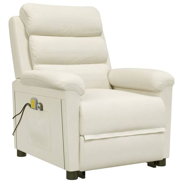 vidaXL Masažni stol s funkcijo vstajanja krem žamet