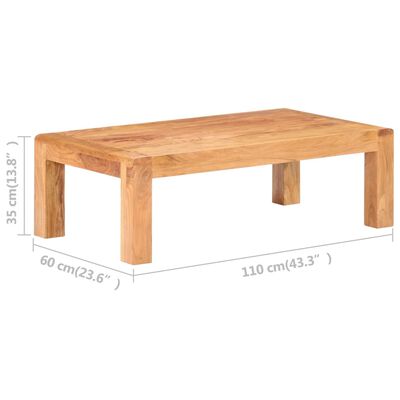 vidaXL Klubska mizica 110x60x35 cm trden akacijev les medena