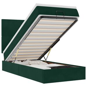 vidaXL Otomanski posteljni okvir z vzmetnicami zelen 100x200cm žamet