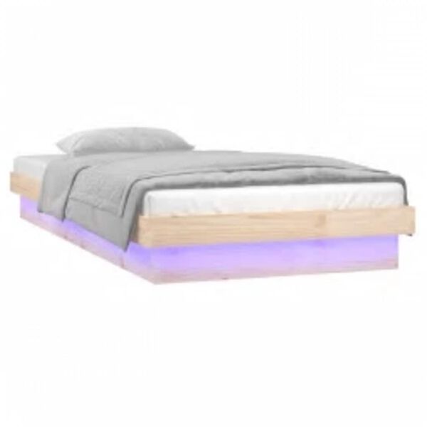 vidaXL LED posteljni okvir 100x200 cm trden les