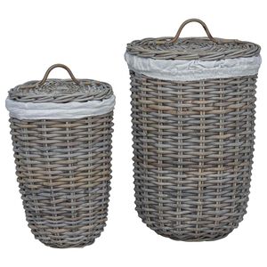 vidaXL Ko&scaron; za pranje z pokrovom 2 pcs Kubu siva Kubu rattan